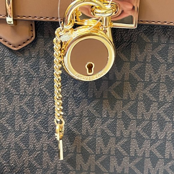 Michael Kors Hamilton Small Satchel Shoulder Crossbody Bag MK Brown - Picture 9 of 11